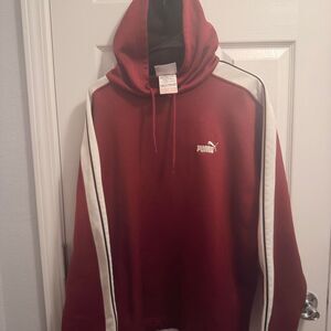 Puma Men's Red and Burgundy Hoodie